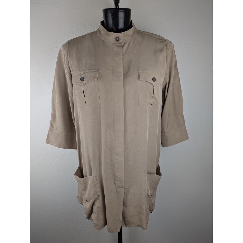 Soft Surroundings 1X lyocell button front tunic length top 3/4 length sleeves